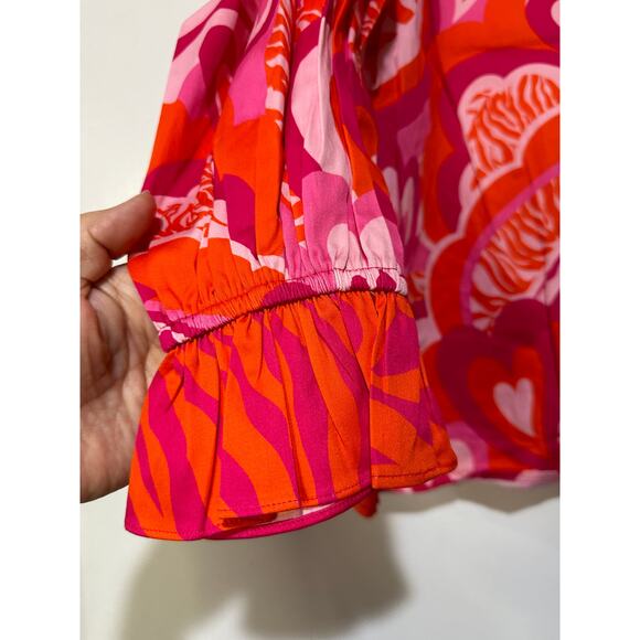 Alden Adair Jean Top Lovers Lane Size Medium NWT Red Pink Romantic Blouse - Picture 11 of 14